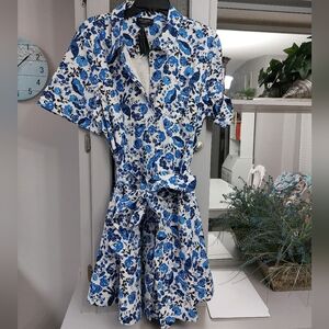Kate Spade Peacock Vase Blue Floral Dress XL NWT